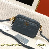 Dior Caro Double Pouch Cannage Calfskin Blue