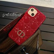 Dior CD iPhone Case Cannage Patent Leather Red