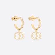 Dior Clair D Lune Earrings Metal And White Crystals Gold