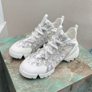 Dior D-Connect Sneakers Women Reve d'Infini Motif Technical Fabric White/Beige
