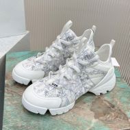 Dior D-Connect Sneakers Women Reve d'Infini Motif Technical Fabric White/Blue