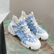Dior D-Connect Sneakers Women Reve d'Infini Motif Technical Fabric White/Bright Blue