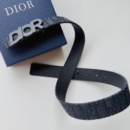 Dior Italic Buckle Reversible Belt Oblique Motif Canvas Black