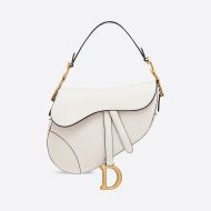 Dior Saddle Bag Grained Calfskin White
