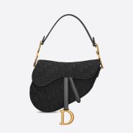 Dior Saddle Bag Oblique Motif Canvas Black