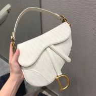 Dior Saddle Bag Oblique Motif Canvas White