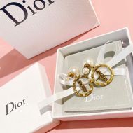 Dior Tribales Earrings Antique J'ADIOR, White Resin Pearls And Silver Crystals Gold