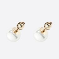 Dior Tribales Earrings CD Metal and White Resin Pearls Gold