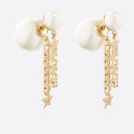 Dior Tribales Earrings Chain and White Resin Pearls Gold
