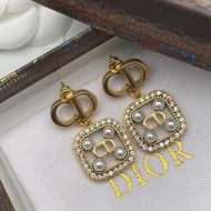 Dior Tribales Earrings Gold-finish Metal, White Resin Pearls And White Crystals Gold