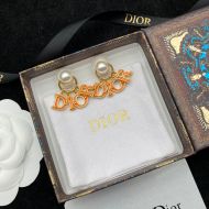 Dior Tribales Earrings Metal, Orange Transparent Resin And White Resin Pearl Gold
