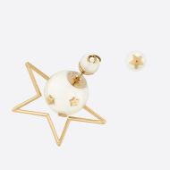 Dior Tribales Earrings Metal and White Resin Pearls with a Star Gold