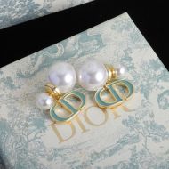 Dior Tribales Earrings Metal, Pearls and Lacquer Gold/Green