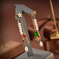 Dior Tribales Earrings Metal, White Resin Pearls And Glass Crystals Gold
