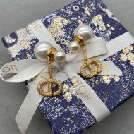 Dior Tribales Earrings, White Resin Pearls and Silver Crystals Gold