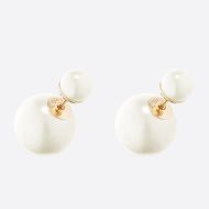 Dior Tribales Earrings Metal and White Resin Pearls Gold