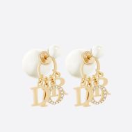 Dior Tribales Earrings Metal, White Resin Pearls and White Crystals Gold