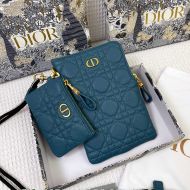 Dior Caro Multifunctional Pouch Cannage Calfskin Blue