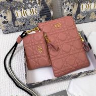 Dior Caro Multifunctional Pouch Cannage Calfskin Pink