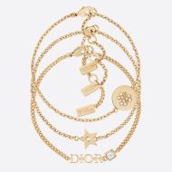 Diorevolution Bracelet Set Chain and White Crystals Gold