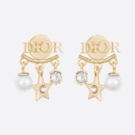 Diorevolution Earrings Metal, White Resin Pearls And White Crystals Gold