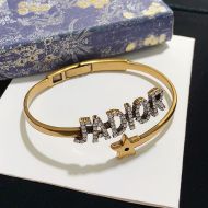 J'Adior Cuff Bracelet Antique Gold-Finish Metal and Silver Crystals Gold