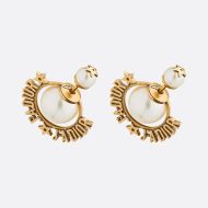J'Adior Dior Tribales Earrings Metal and White Resin Pearls Gold