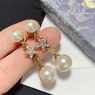 J'Adior Earrings Antique Metal, White Resin Pearls And White Crystals Gold