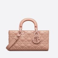 Medium Lady D-Joy Bag Ultramatte Cannage Calfskin with Diamond Motif Pink