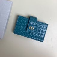 Lady Dior Card Holder Cannage Calfskin Blue