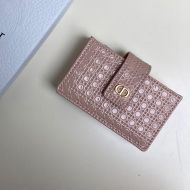 Lady Dior Card Holder Cannage Calfskin Pink