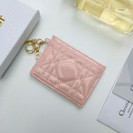 Lady Dior Card Holder Patent Cannage Calfskin Pink