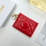 Lady Dior Card Holder Patent Cannage Calfskin Red