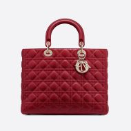 Large Lady Dior Bag Cannage Lambskin Red/Gold