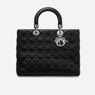 Large Lady Dior Bag Cannage Lambskin Black/Silver