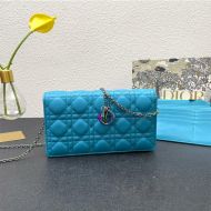 Lady Dior Pouch Emblematic Cannage Lambskin Blue