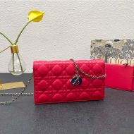 Lady Dior Pouch Emblematic Cannage Lambskin Red