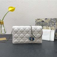 Lady Dior Pouch Emblematic Cannage Lambskin White
