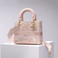 Medium Lady D-lite Bag Toile de Jouy Motif Canvas Pink
