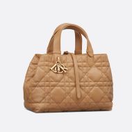 Medium Dior Toujours Bag Macrocannage Calfskin Brown
