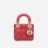 Micro Lady Dior Bag Cannage Lambskin Red