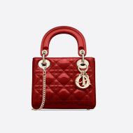 Mini Lady Dior Bag Patent Cannage Calfskin Red