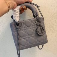 Mini Lady Dior Bag Ultramatte Cannage Calfskin Grey