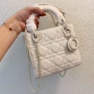 Mini Lady Dior Bag Ultramatte Cannage Calfskin White
