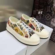 Walk'n'Dior Platform Sneakers Unisex Petites Fleurs Motif Canvas White